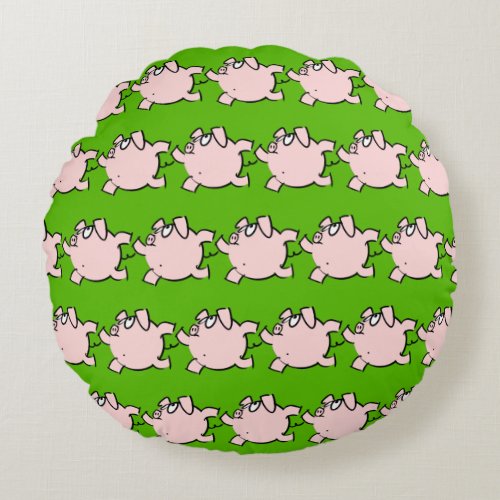 Funny 6 Cartoon Pig Choose Color Round Pillow