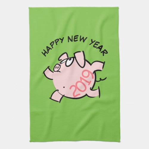 Funny 6 Cartoon Pig Year 2019 Kitchen Towel