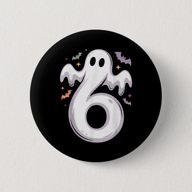 Funny 6 Ghost Meme Halloween Costume Matching Desi Button (Front)