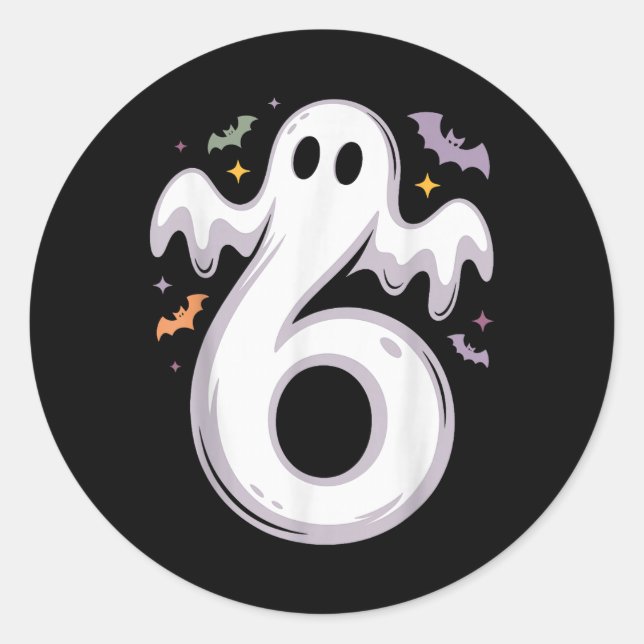 Funny 6 Ghost Meme Halloween Costume Matching Desi Classic Round Sticker (Front)