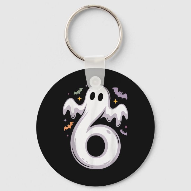 Funny 6 Ghost Meme Halloween Costume Matching Desi Keychain (Front)