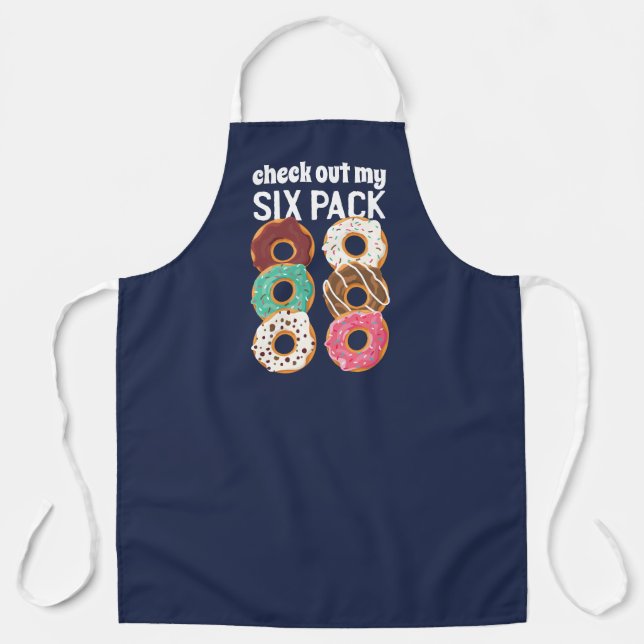 Funny 6 Pack Dad Bod Donuts Instead of Muscle Blue Apron (Front)