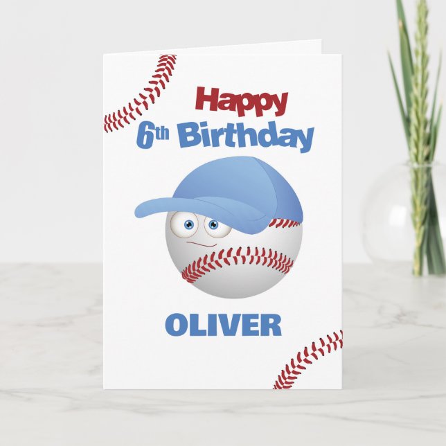 Funny 6th Birthday Baseball Theme Card (Front)