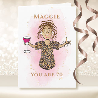 Funny 70 and Fabulous Sassy Cartoon 70th Birthday Card