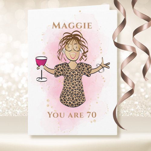 Funny 70 and Fabulous Sassy Cartoon 70th Birthday  Card