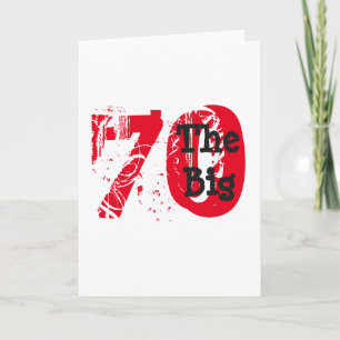 Funny 70th birthday, big red, black text on white. card