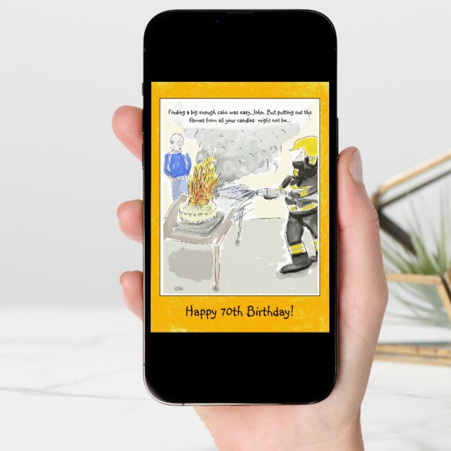 Funny 70th Birthday Card For Men: Candles... (Front Digital)