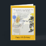 Funny 70th Birthday Card For Men: Candles...<br><div class="desc">This funny cartoon design, showing an older man standing by whilst a fireman puts out the blaze on top of his cake, was originally designed as a 70th birthday card. But you can change the name of the recipient, the age of the birthday, and the message inside, to send it...</div>