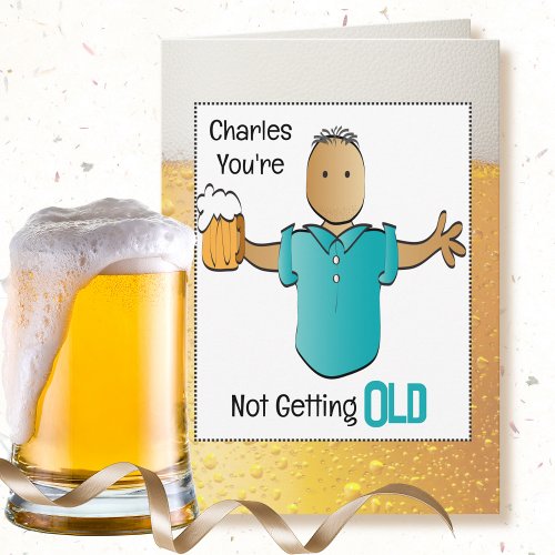 Funny 70th Birthday Ethnic Male Cartoon and Beer   Card