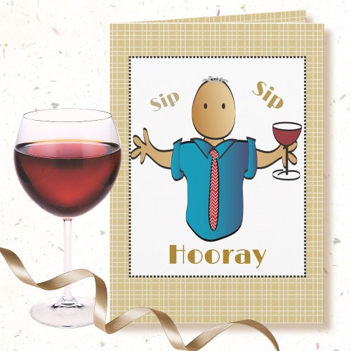 Funny 70th Birthday for Him Male Cartoon Wine   Card