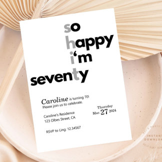 Funny 70th Birthday Funny Humuor Hilarious Invitation