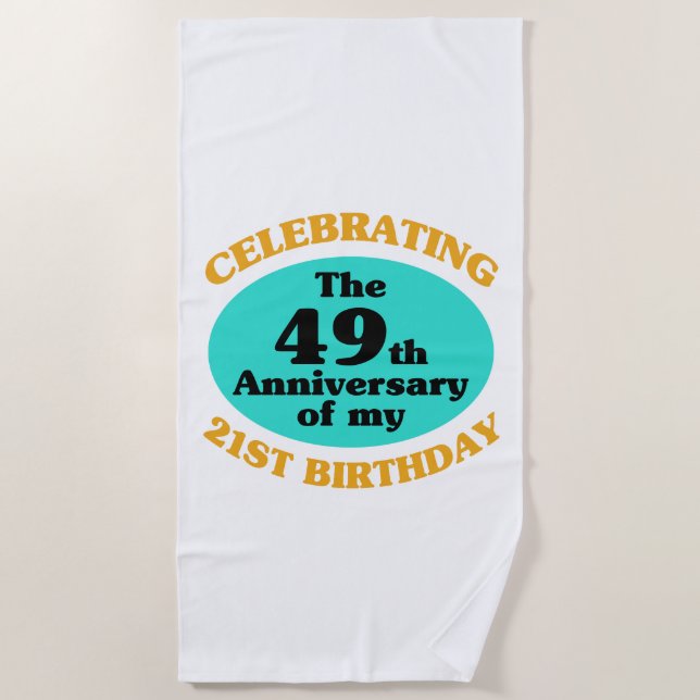 Funny 70th Birthday Gag Gift Beach Towel (Front)