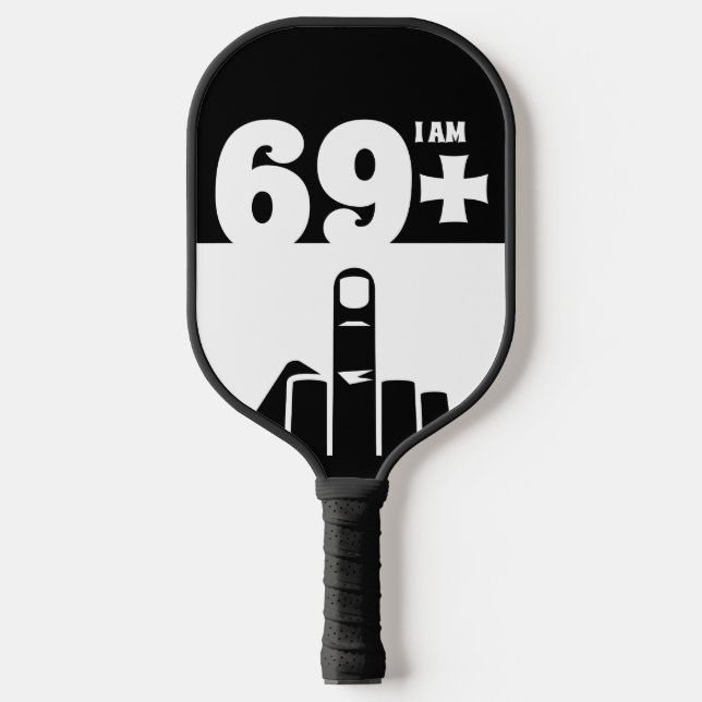 Funny 70th Birthday Gift, 69 Plus one Checker Pickleball Paddle (Front)