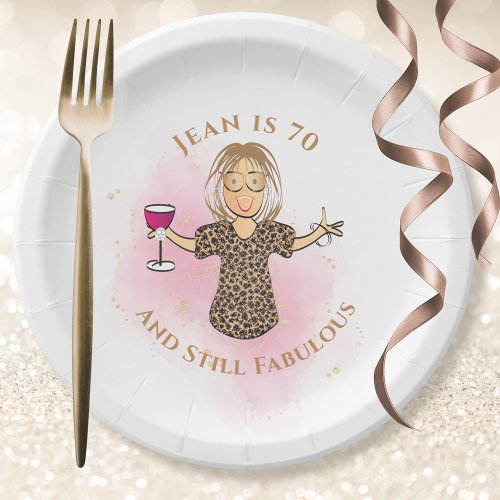 Funny 70th Birthday Gold Pink 70 and Fabulous  Paper Plates