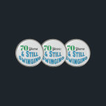 Funny 70th Birthday Golf Ball Marker<br><div class="desc">Celebrate a golfer's 70th birthday in style with Funny Golf Ball Markers 70th Birthday edition. These golf ball markers make a fun and unique gift for any golf enthusiast reaching this milestone age. With the playful inscription "70 years and still swinging!" these golf accessories add a touch of humor and...</div>