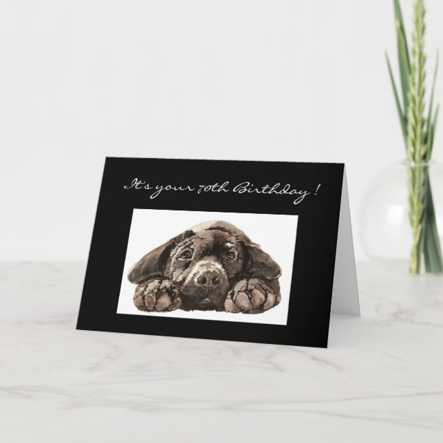 Funny 70th Birthday, Labrador Retriever Card (Front)