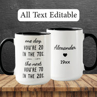 Funny 70th Birthday Mug – Custom Name & Year Gift