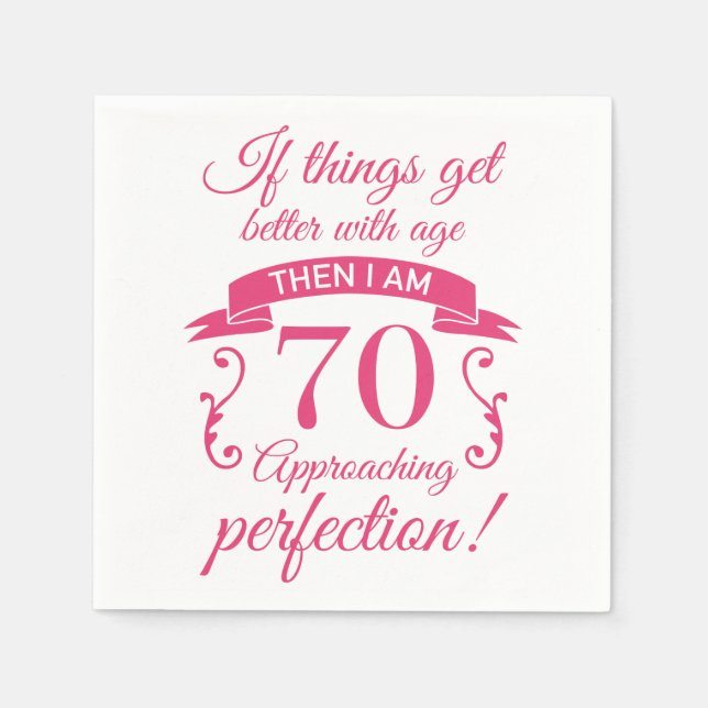 Funny 70th Birthday 'Perfection' Napkins (Front)