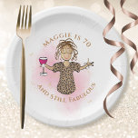 Funny 70th Birthday Pink Ethnic 70 and Fabulous  Paper Plates<br><div class="desc">Is someone special turning 70 that you want to celebrate?  This 70 and Still Fabulous paper plate sets the theme to toast her on her big day. Customize with her name or even change the year ...   You can change all of the text to complement your party!!!</div>