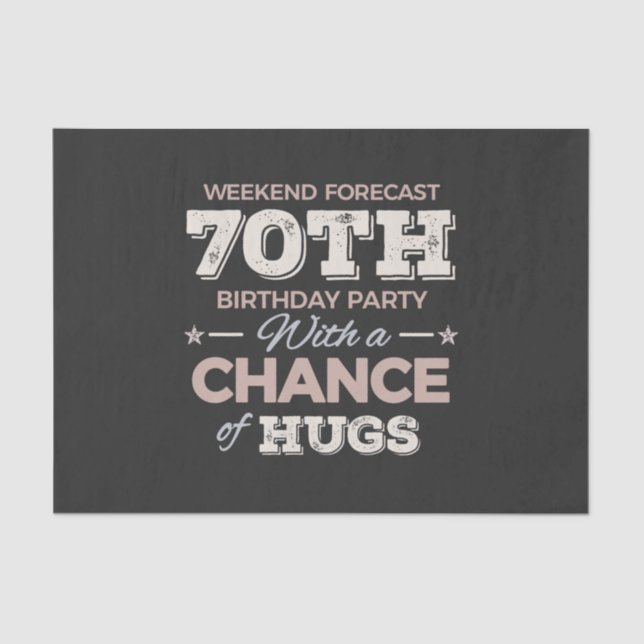 Funny 70th birthday sayings tissue paper (Front)