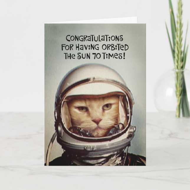 Funny 70th Orbit Birthday Card (Front)