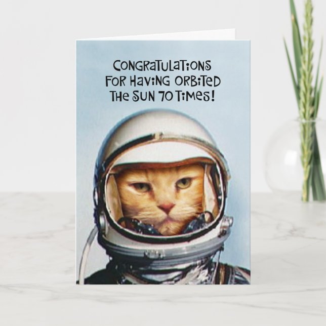 Funny 70th Orbit Birthday Card (Front)