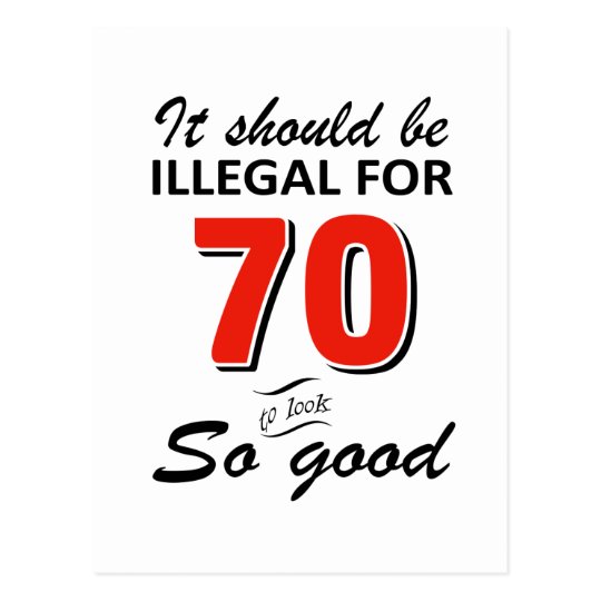 Funny 70th Year Old Birthday Designs Postcard