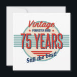 Funny 75th Birthday Old Fashioned Card<br><div class="desc">A stylish retro vintage birthday gift idea for men or women celebrating a milestone age.</div>