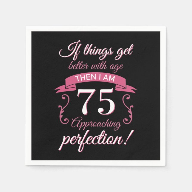 Funny 75th Birthday 'Perfection' Napkins (Front)
