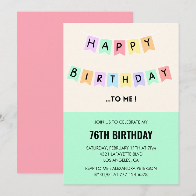  Funny 76th birthday invitations Happy Birthday (Front/Back)