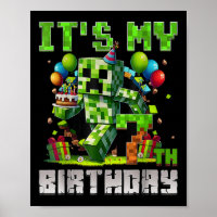 Funny 7 Year Old 7th Birthday Pixel Art Gamer Boys
