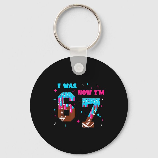 Funny 7 Year Old Birthday Football Ice Cream Drip  Keychain (Front)