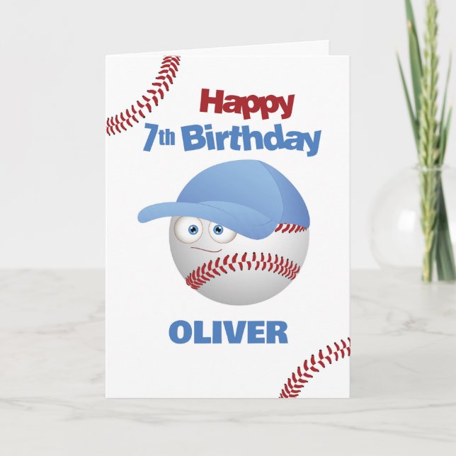 Funny 7th Birthday Baseball Theme Card (Front)