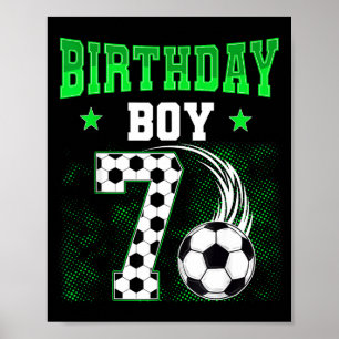 Funny 7th Birthday Boy Soccer Theme Party 7 Year O Poster