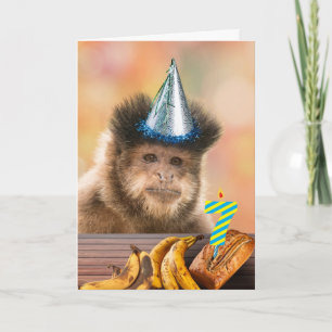 Funny 7th Birthday Capuchin Monkey Banana Bread Card