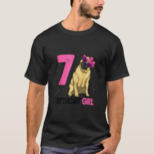Funny 7th Birthday Girl Pug Birthday Party T-Shirt