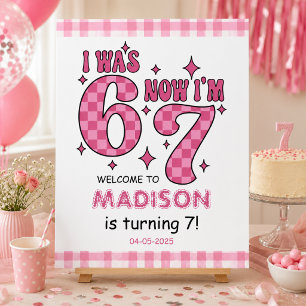 Funny 7th Birthday “I Was 6, Now 7” Party Foam Board