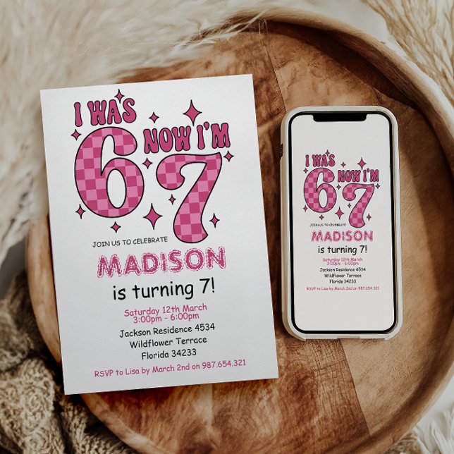 Funny 7th Birthday | “I Was 6, Now 7” Party Invitation (Funny 7th Birthday | “I Was 6, Now 7” Party Invitation
)