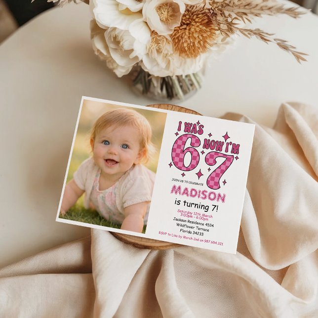 Funny 7th Birthday | “I Was 6, Now 7” Party Invitation (Funny 7th Birthday | “I Was 6, Now 7” Party Invitation
)