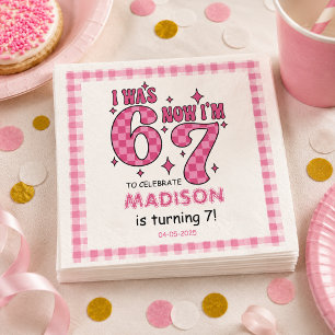 Funny 7th Birthday   “I Was 6, Now 7” Party Napkins