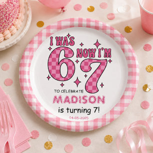 Funny 7th Birthday “I Was 6, Now 7” Party Paper Plates