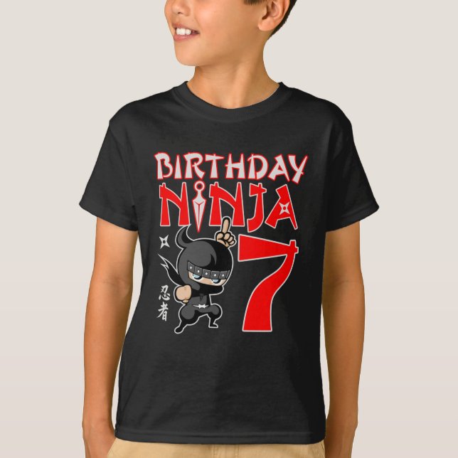 Funny 7th Birthday Ninja 7 Year Old Gifts For Kids T-Shirt (Front)
