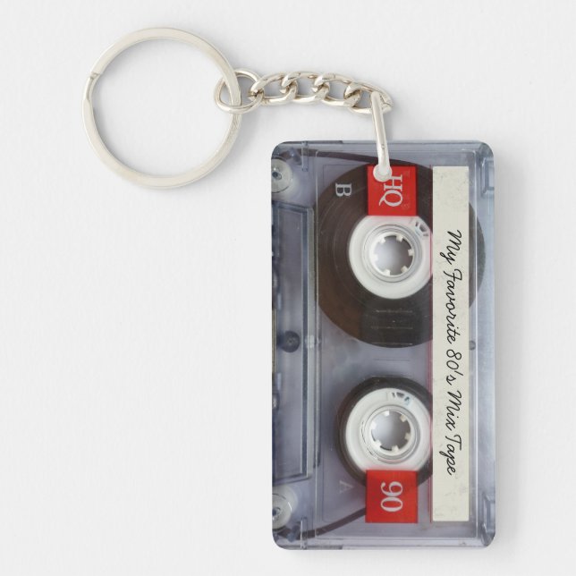 Funny 80's Cassette Tape, Personalized Keychain (Front)