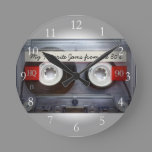 Funny 80's Cassette Tape, Personalized Round Clock