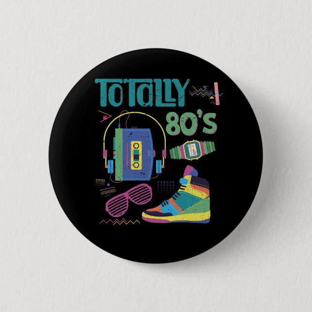 Funny 80s Music Old School 1980s Party Button (Front)