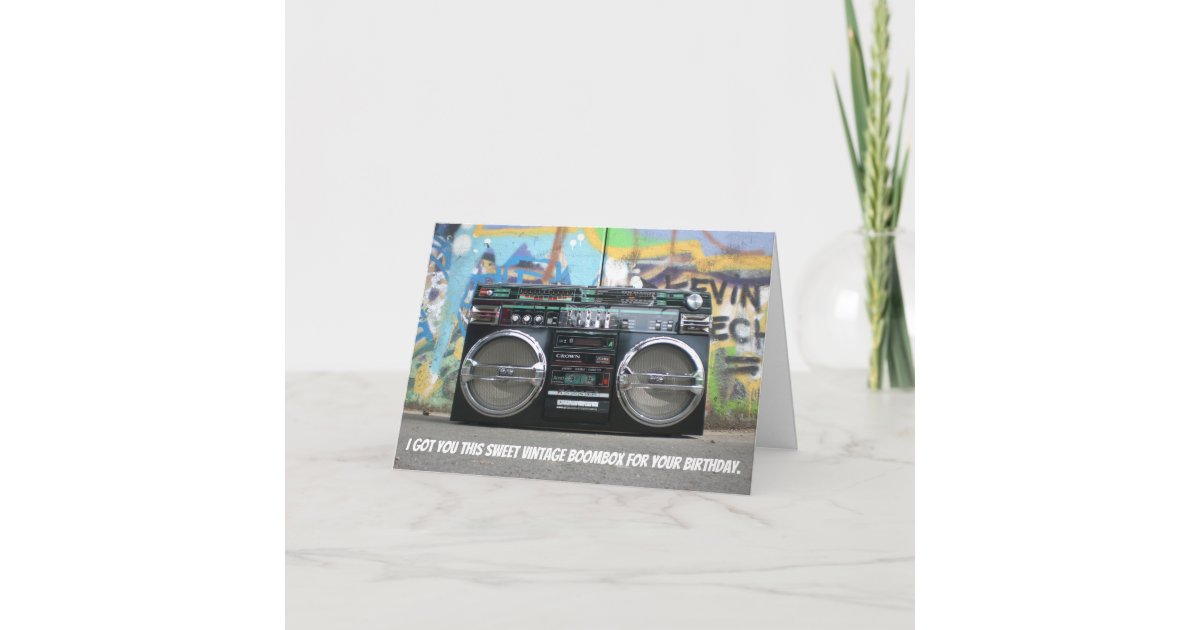 Funny 80s Retro Boombox Birthday Card