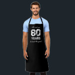 Funny 80th Birthday BBQ aprons for men<br><div class="desc">Funny 80th Birthday BBQ aprons for men. It took me 80 years to look this good. Cool present for eighty year old men; dad,  uncle,  grandpa,  brother,  boss,  coworker etc. Personalize age number,  slogan and color. Cute Birthday party gift ideas. In black or any color you like. Distressed font.</div>