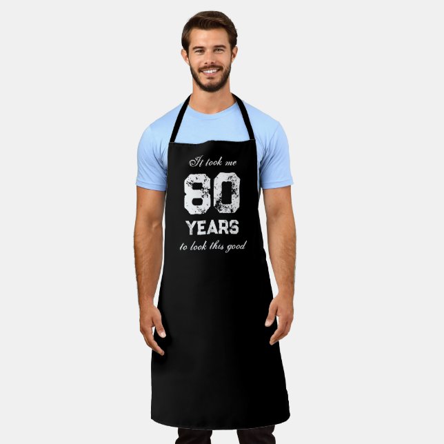 Funny 80th Birthday BBQ aprons for men (Worn)