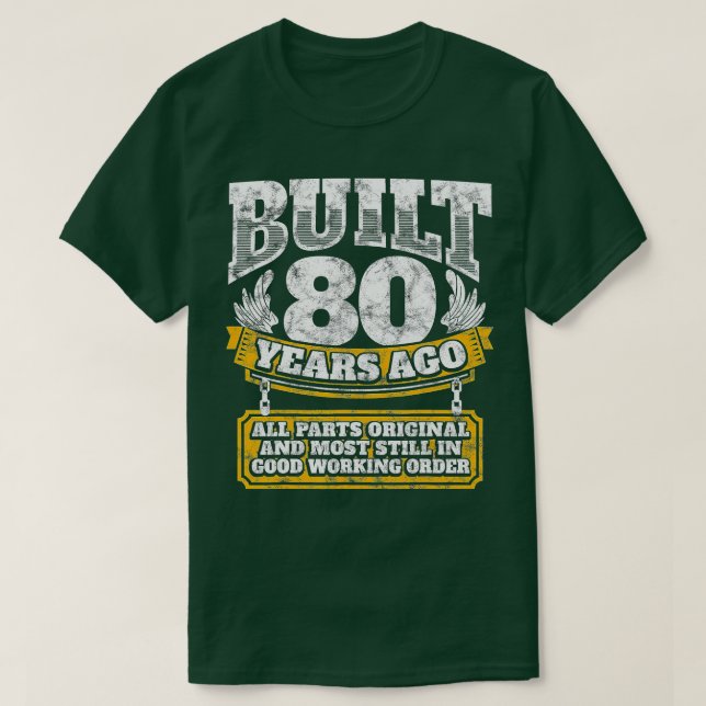 Funny 80th Birthday  BDay Gift Saying Age 80 Year  T-Shirt (Design Front)