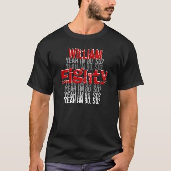 Funny 80th Birthday Custom Name Black Red White T-shirt by JaclinArt at Zazzle